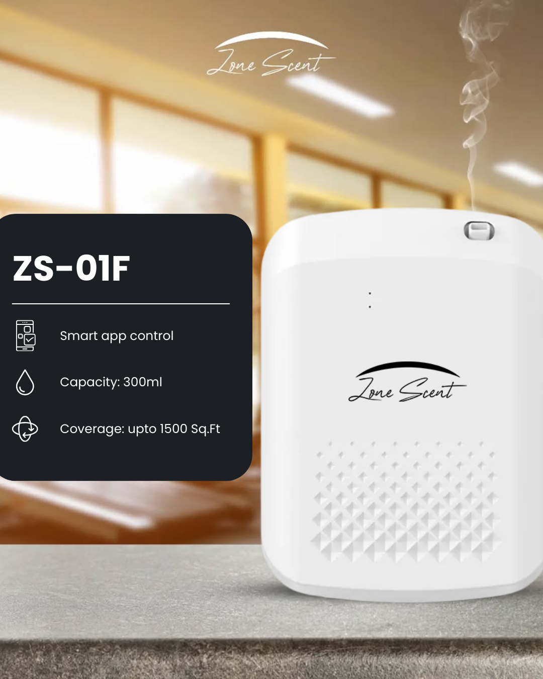 Zone Scent Diffuser - ZS-01F - Waterless, Safe, and Quiet
