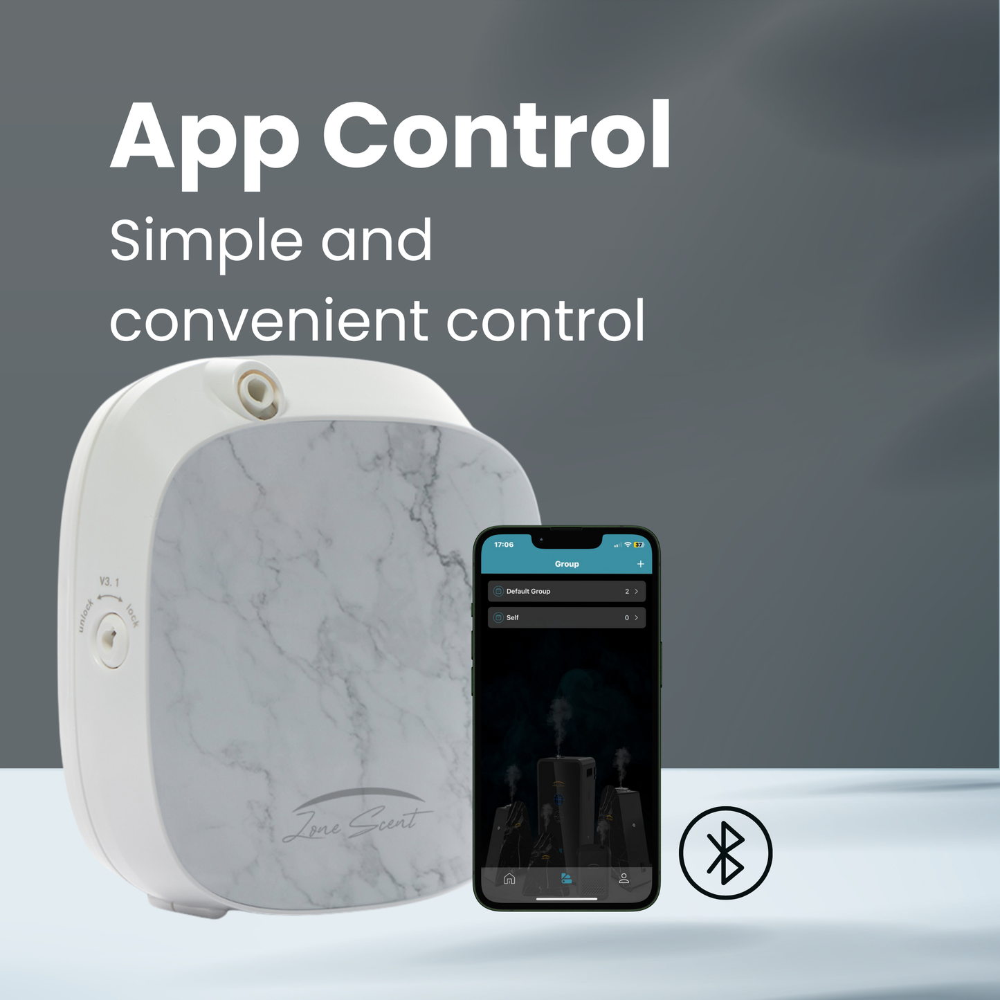 Zone Scent ZS-A1 Portable Rechargeable Diffuser + 60 ml Bombei™ Oil — Waterless Cold-Air, App-Controlled, 1000 ft² Coverage, Wireless Battery | Eco-Safe, Pet & Kid Friendly